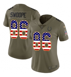 Women's Nike Indianapolis Colts #86 Erik Swoope Limited Olive/USA Flag 2017 Salute to Service NFL Jersey