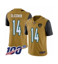 Men's Jacksonville Jaguars #14 Justin Blackmon Limited Gold Rush Vapor Untouchable 100th Season Football Jersey