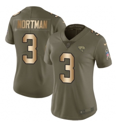Women's Nike Jacksonville Jaguars #3 Brad Nortman Limited Olive/Gold 2017 Salute to Service NFL Jersey