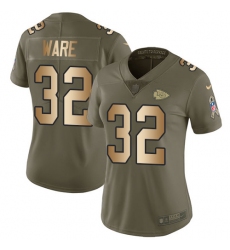 Women's Nike Kansas City Chiefs #32 Spencer Ware Limited Olive/Gold 2017 Salute to Service NFL Jersey