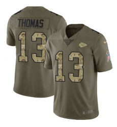 Men's Nike Kansas City Chiefs #13 De'Anthony Thomas Limited Olive/Camo 2017 Salute to Service NFL Jersey