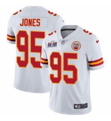Men's Kansas City Chiefs #95 Chris Jones White Vapor Untouchable Limited Stitched Football 2024 Super Bowl LVIII Jersey