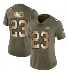 Women's Nike Kansas City Chiefs #23 Phillip Gaines Limited Olive/Gold 2017 Salute to Service NFL Jersey
