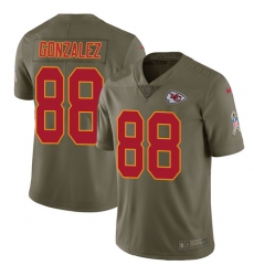 Youth Nike Kansas City Chiefs #88 Tony Gonzalez Limited Olive 2017 Salute to Service NFL Jersey
