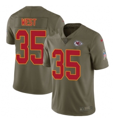 Men's Nike Kansas City Chiefs #35 Charcandrick West Limited Olive 2017 Salute to Service NFL Jersey