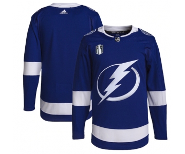 Men's Tampa Bay Lightning Blank 2022 Blue Stanley Cup Final Patch Stitched Jersey